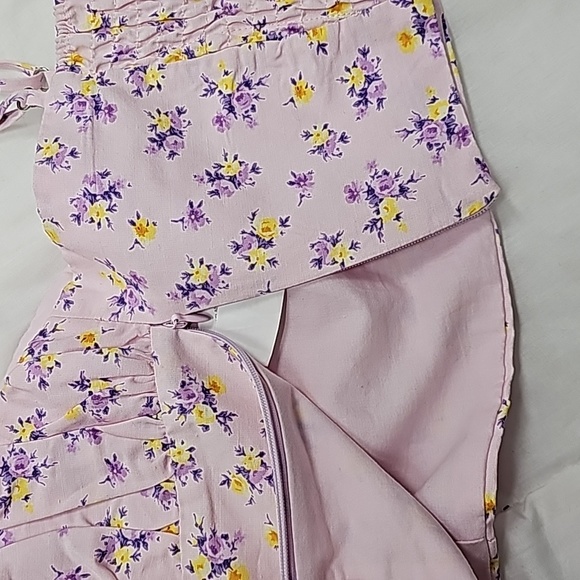 🌞ZARA Floral Print Buttom Up Ruched Back Linen Blend Crop Top - Picture 7 of 8